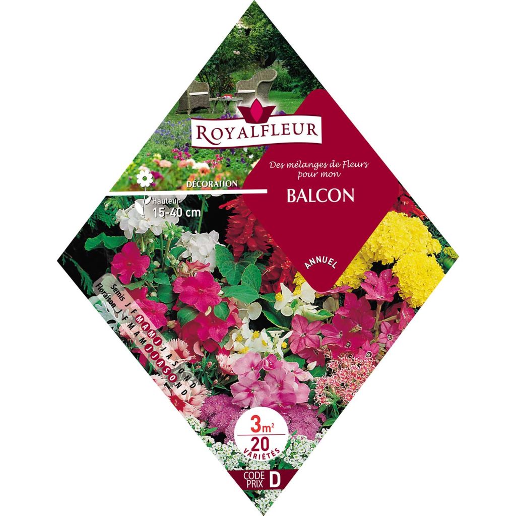 Mélange de fleurs pour balcons à semer - Sachet 3 m2