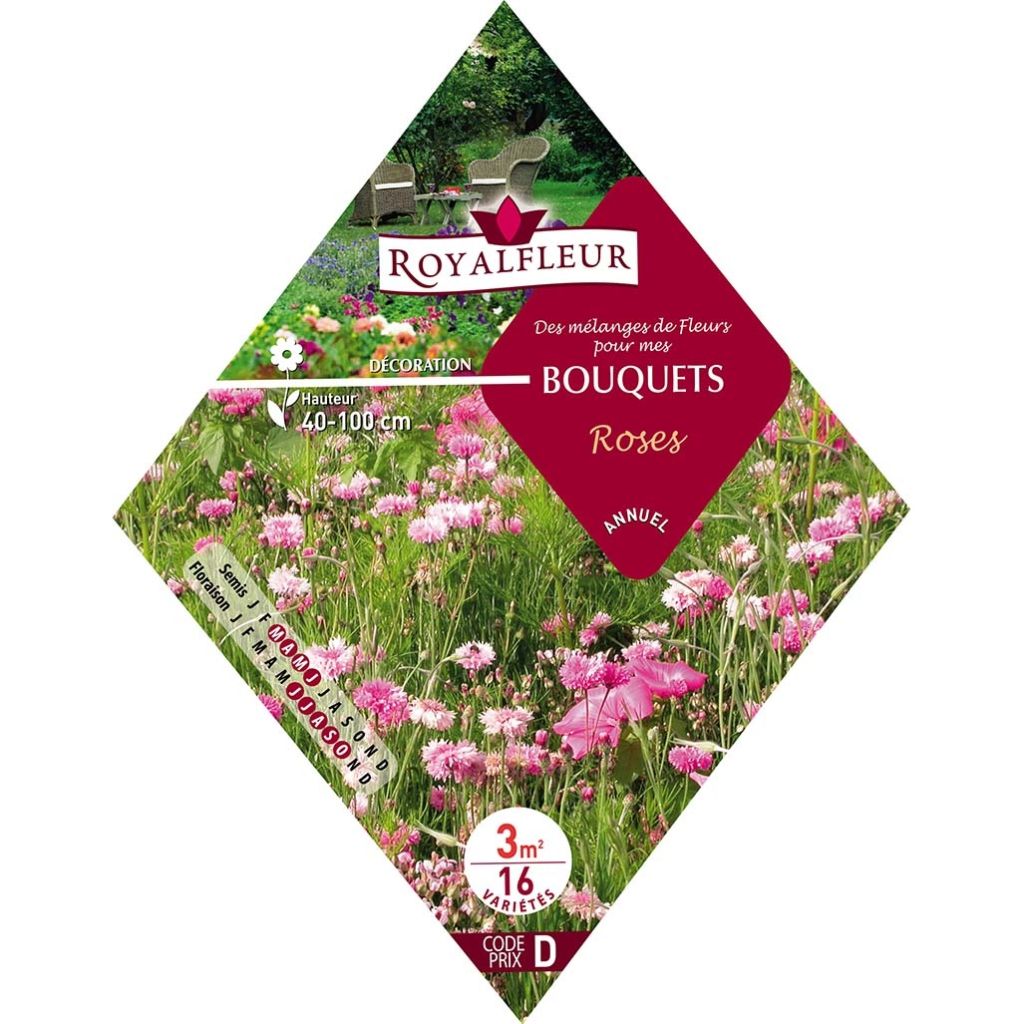 Mix di fiori per bouquet rosa da seminare - Bustina 3 m2