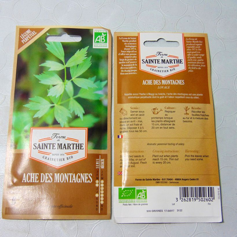 Esempio di esemplare Levisticum officinalis Bio - Ferme de Sainte Marthe - Levistico sacchetto di semi 500 (1g) come consegnato