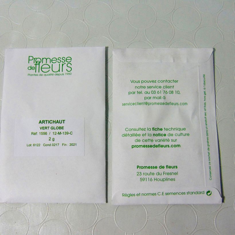 Esempio di esemplare Carciofo Green Globe sacchetto di semi 40 (2g) come consegnato