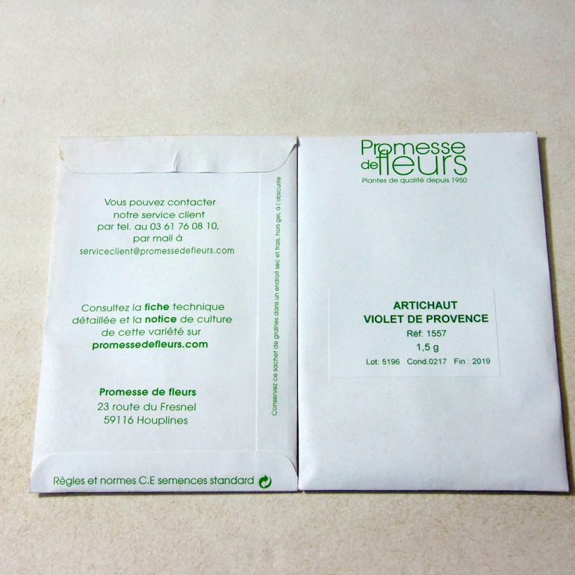 Esempio di esemplare Carciofo Violetto di Provenza sacchetto di semi 25 (1,5g) come consegnato