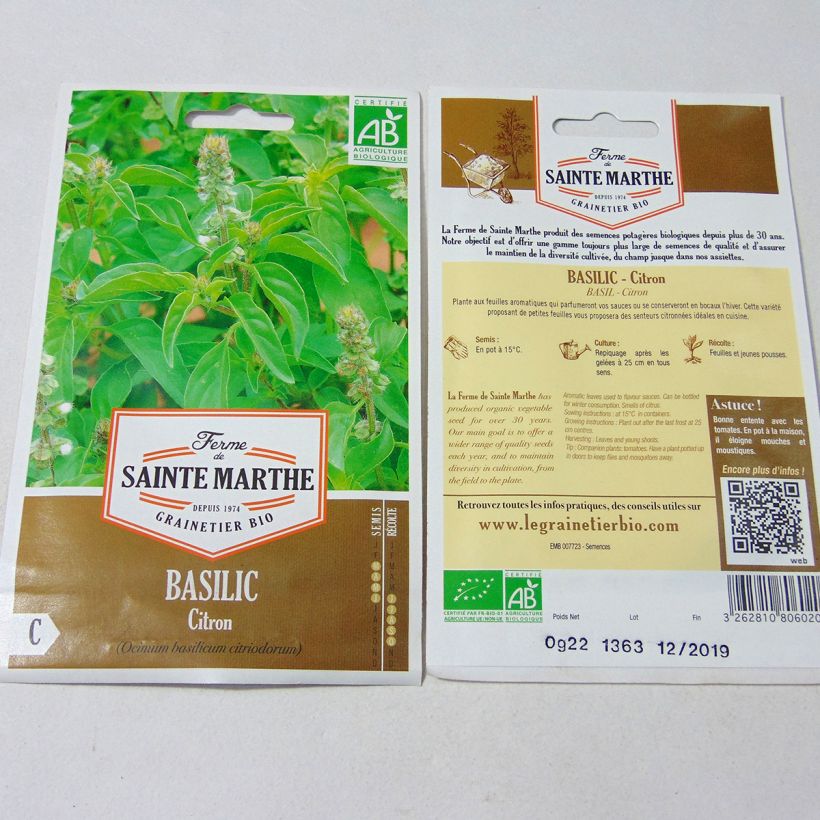 Esempio di esemplare Basilico Citriodorum sacchetto di semi 150 (0.22g) come consegnato