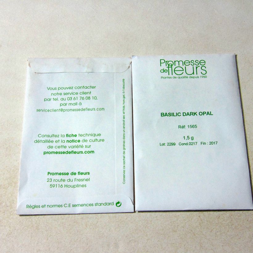Esempio di esemplare Basilico Dark Opal sacchetto di semi 800 (1,5g) come consegnato