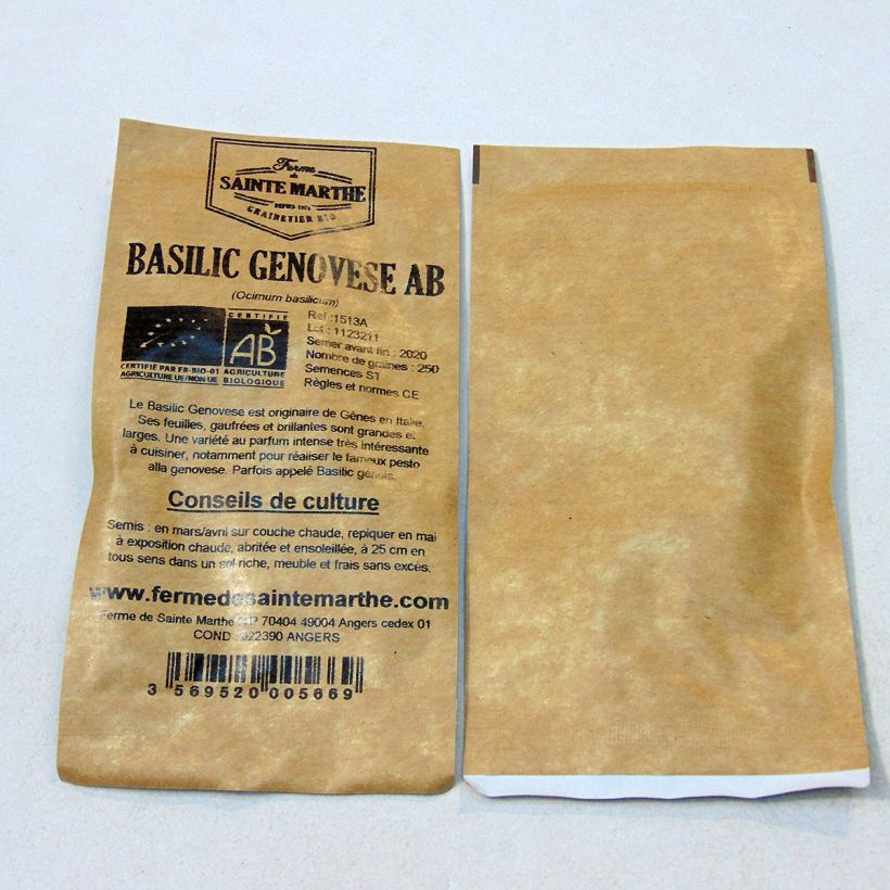 Esempio di esemplare Basilico Genovese Bio sacchetto di semi 250 come consegnato