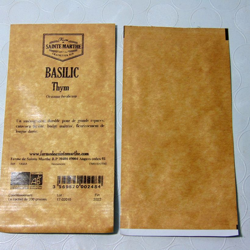 Esempio di esemplare Basilico Mix Bio sacchetto di semi 150 come consegnato