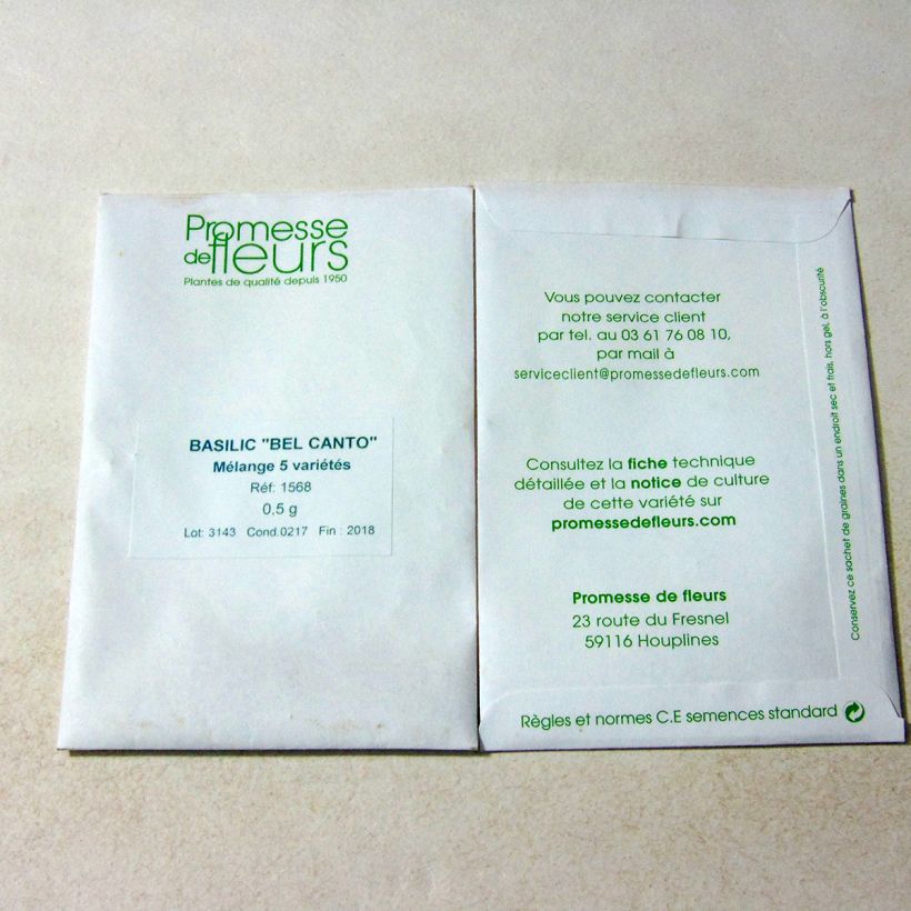Esempio di esemplare Basilico Mix sacchetto di semi 400 (0.5g) come consegnato