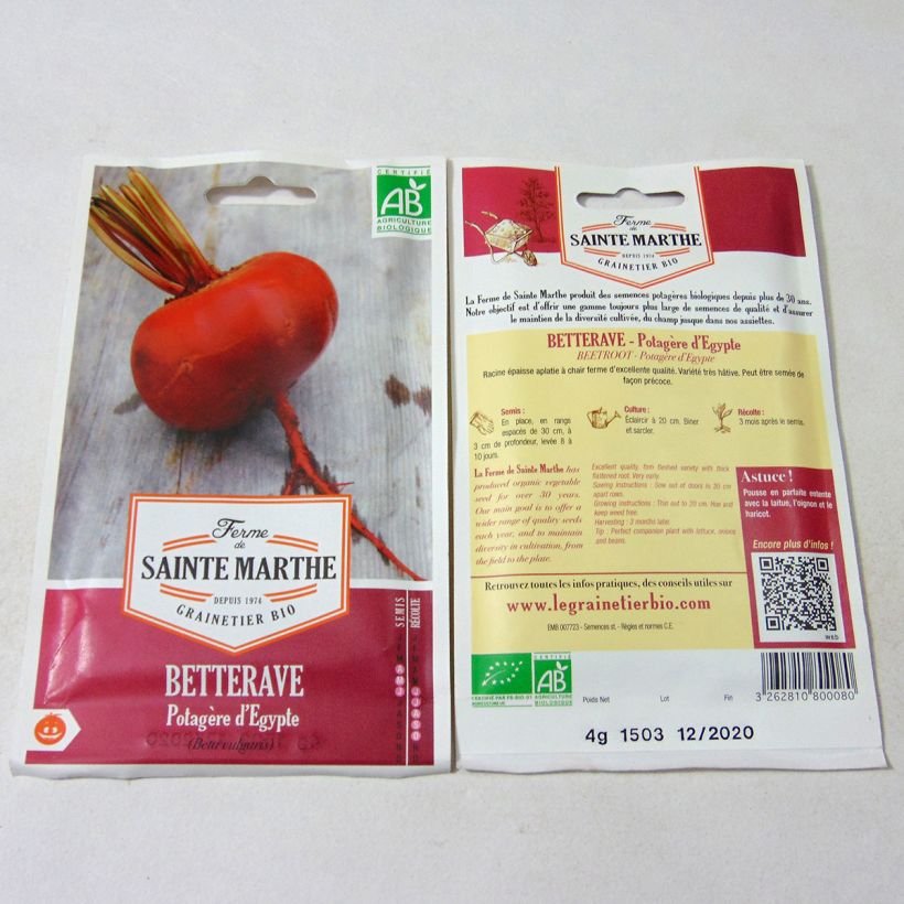 Esempio di esemplare Barbabietola D'Egitto Bio sacchetto di semi 130 (4g) come consegnato