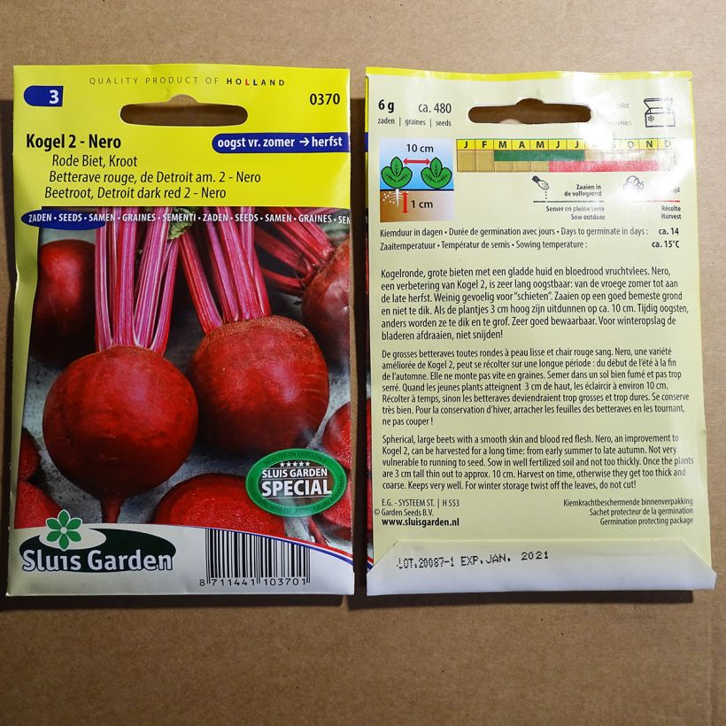 Esempio di esemplare Barbabietola rossa rouge de Detroit - Nero sacchetto di semi 480 (6g) come consegnato