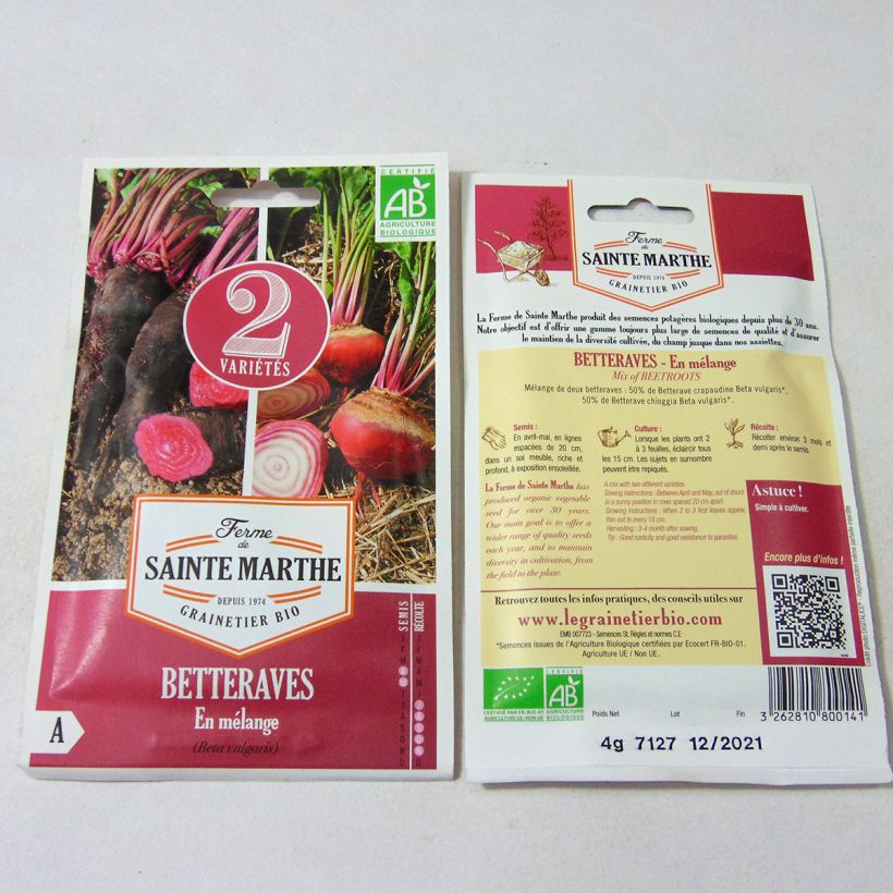 Esempio di esemplare Barbabietola Crapaudine e Chioggia Bio sacchetto di semi 200 (4g) come consegnato