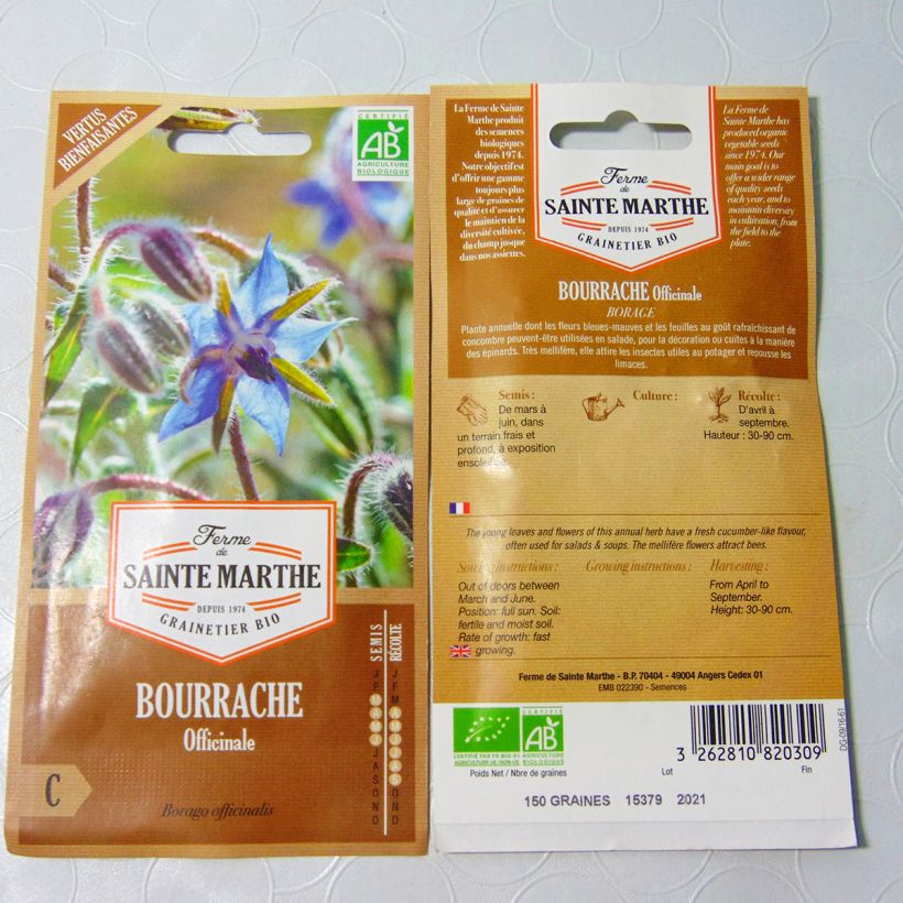 Esempio di esemplare Borago officinalis sacchetto di semi 90 (2g) come consegnato