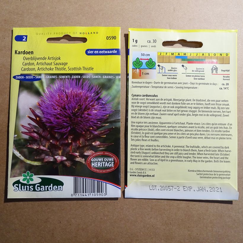 Esempio di esemplare Cardo BIO sacchetto di semi 20 (0.8g) come consegnato