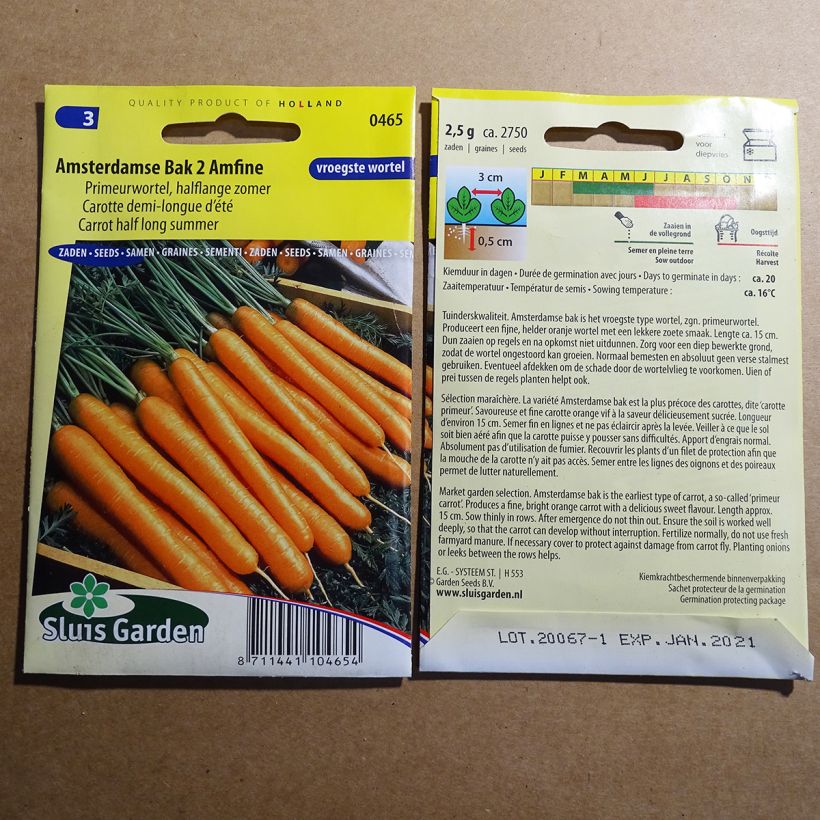 Esempio di esemplare Carota Amsterdamse Bak 2 Amfine sacchetto di semi 2750 (2g) come consegnato