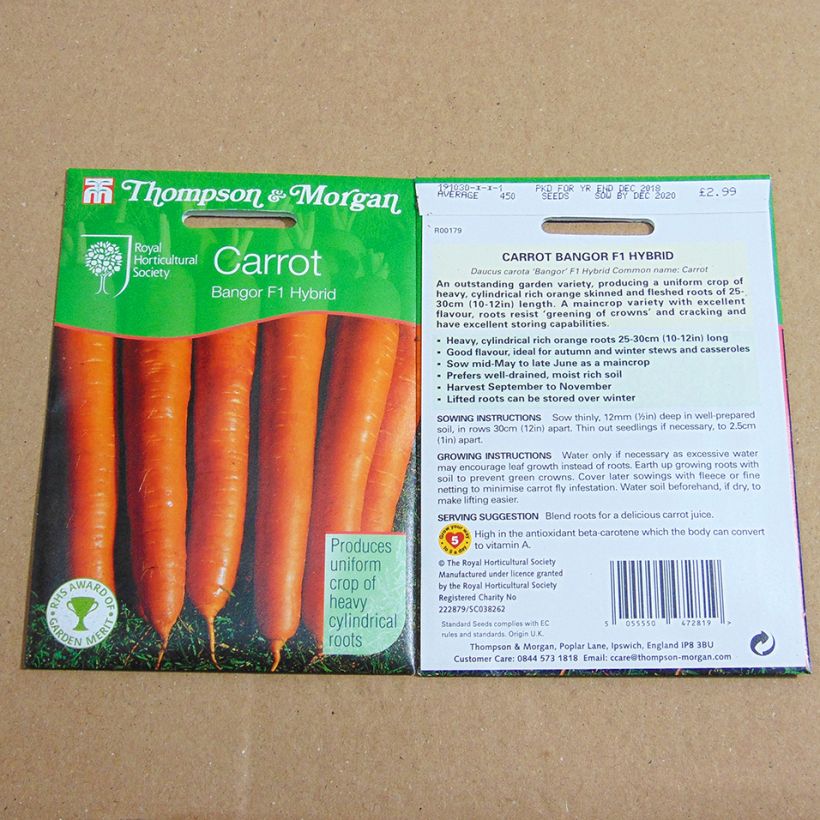 Esempio di esemplare Carota Bangor 2 (semi) sacchetto di semi 450 come consegnato