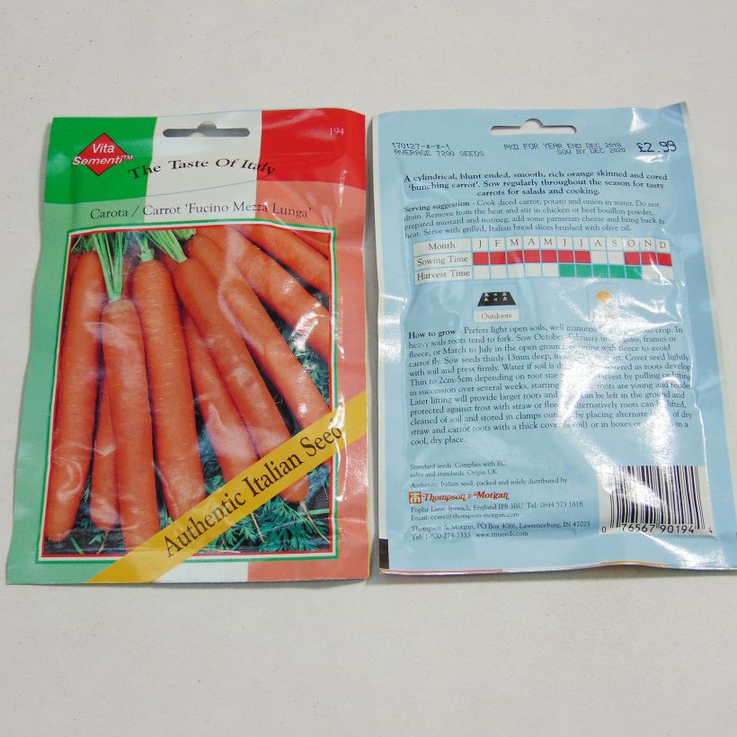 Esempio di esemplare Carota demie-longue Fucino sacchetto di semi 7200 come consegnato