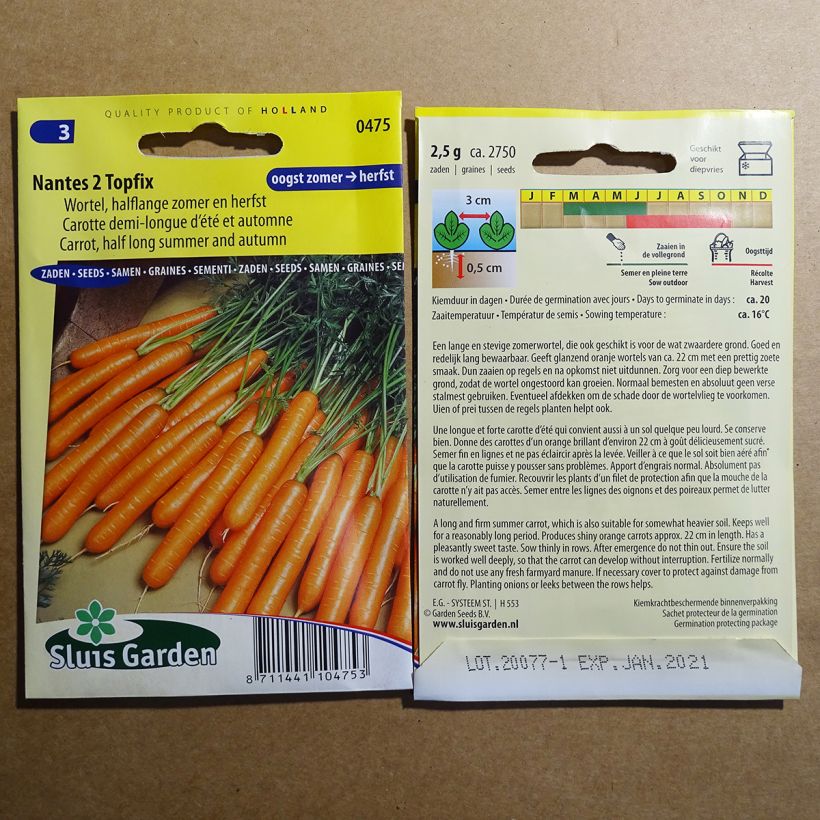 Esempio di esemplare Carota Nantese 2 Topfix sacchetto di semi 2750 (2g) come consegnato