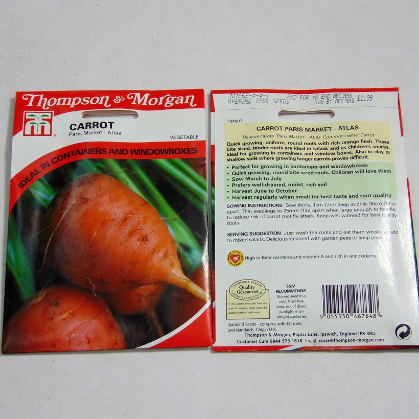 Esempio di esemplare Carota Paris Market Atlas sacchetto di semi 100 come consegnato