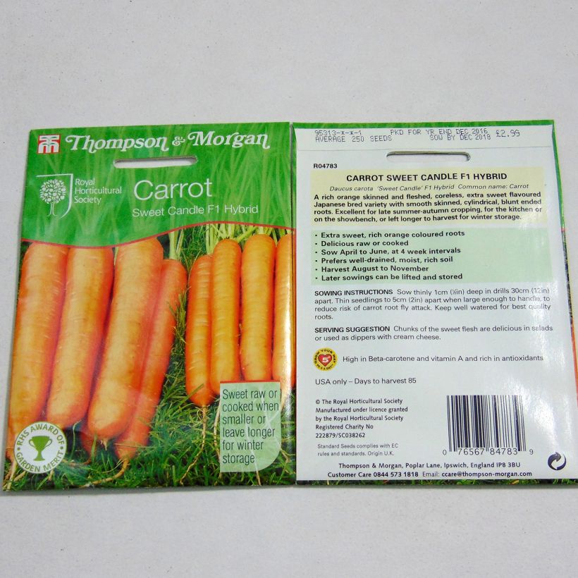 Esempio di esemplare Carota Sweet Candle F1 Hybrid sacchetto di semi 300 come consegnato