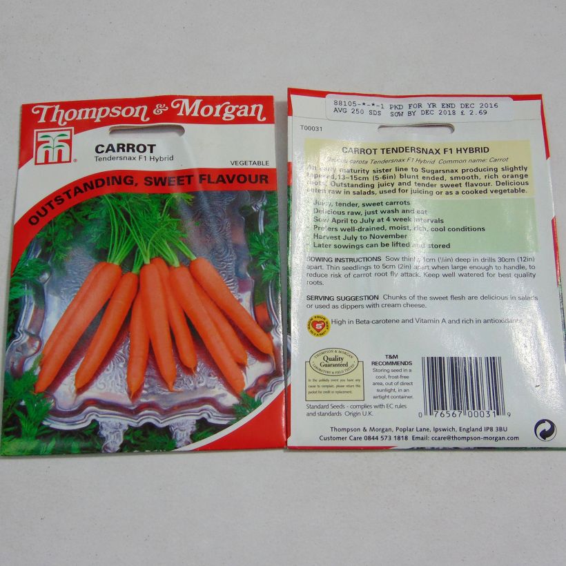 Esempio di esemplare Carota Tendersnax F1 sacchetto di semi 250 come consegnato