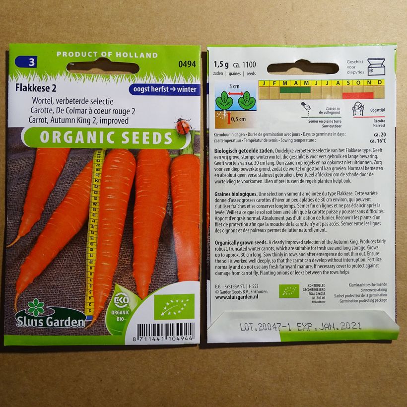 Esempio di esemplare Carota Colmar a cuore rosso 2 Bio sacchetto di semi 3000 (4g) come consegnato