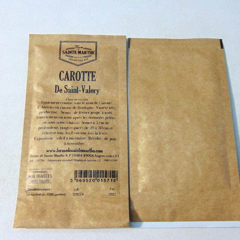 Esempio di esemplare Carota Saint-Valéry sacchetto di semi 1500 (1.95g) come consegnato