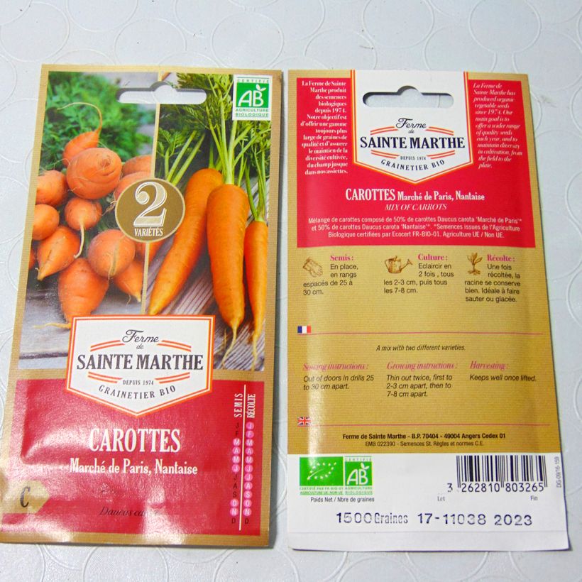 Esempio di esemplare Carota Paris market 3 - Nantaise 2 sacchetto di semi 2000 (2g) come consegnato