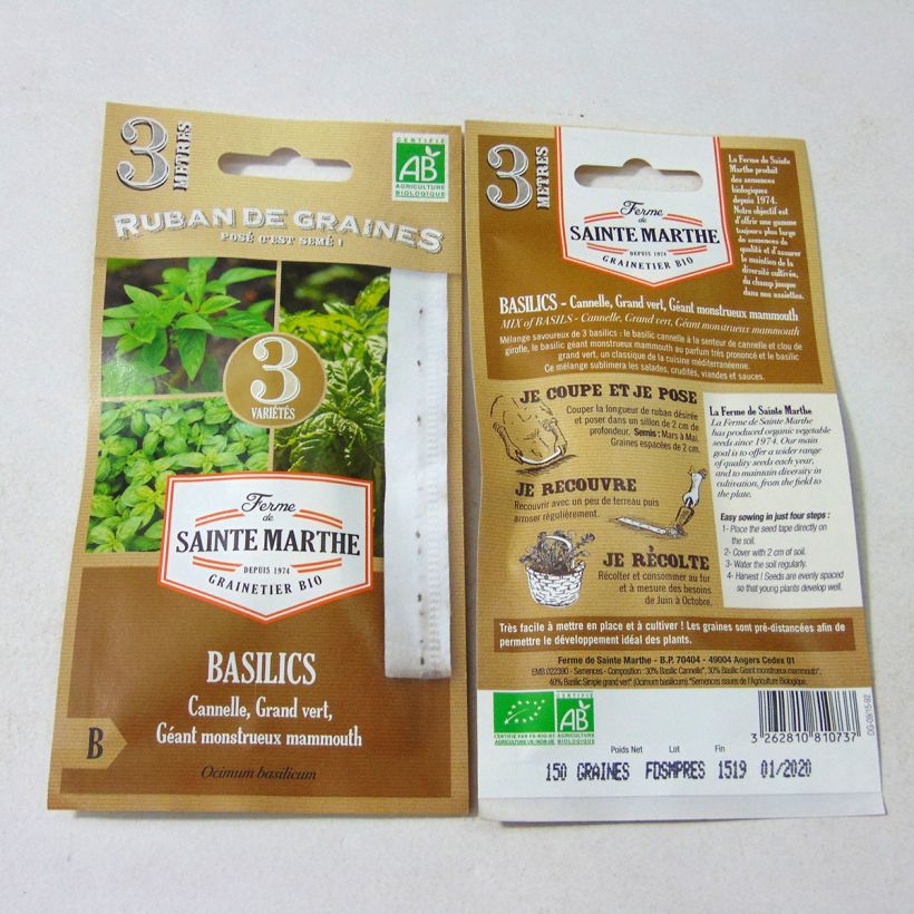 Esempio di esemplare Basilico Mix (Semi a nastro) Semi su nastro come consegnato