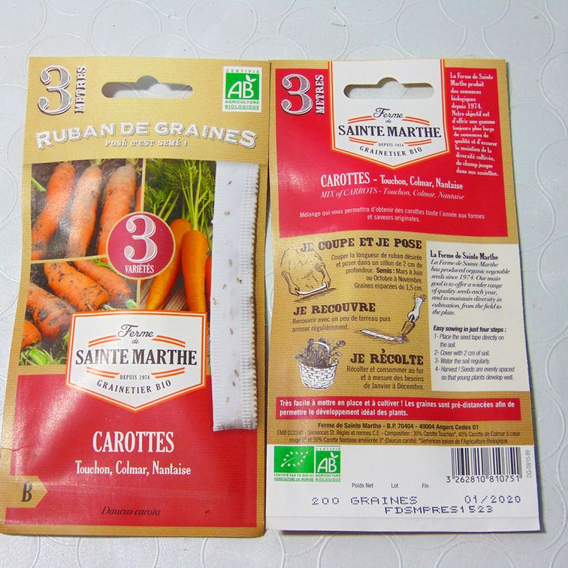 Esempio di esemplare Carota Mix (Semi a nastro) Semi su nastro come consegnato