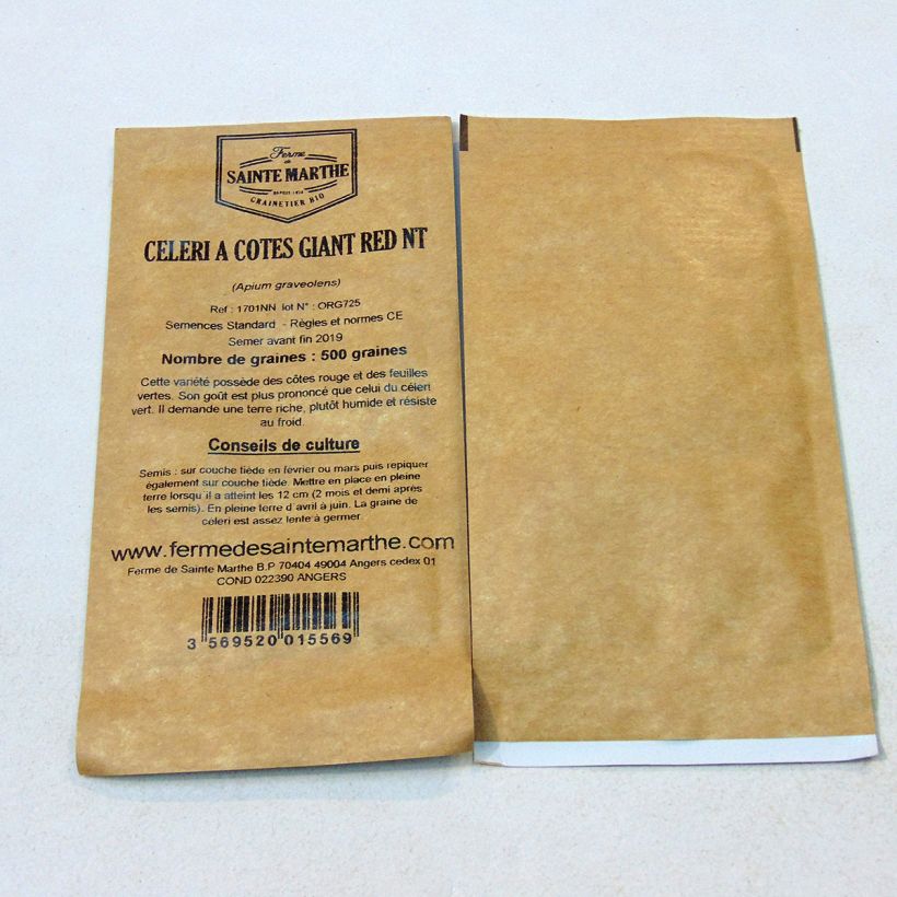 Esempio di esemplare Sedano Red Giant sacchetto di semi 500 come consegnato