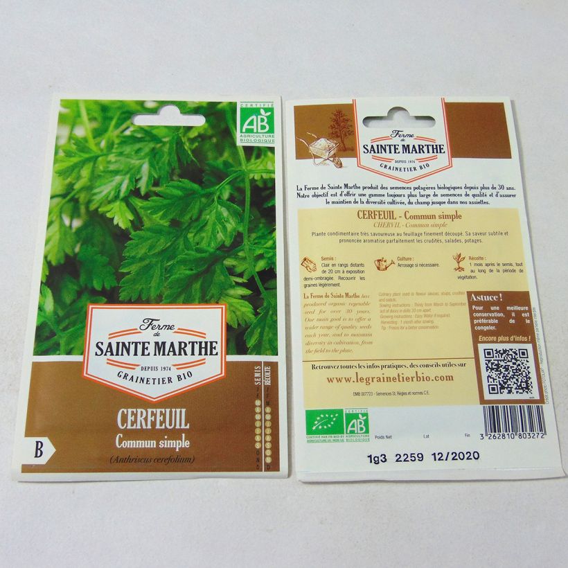 Esempio di esemplare Cerfoglio comune Bio - Ferme de Sainte Marthe sacchetto di semi 500 (1,5g) come consegnato