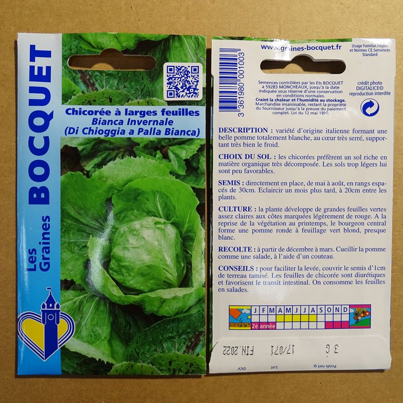 Esempio di esemplare Cicoria Bianca invernale ( di chioggia a palla Bianca ) sacchetto di semi 1800 (3g) come consegnato