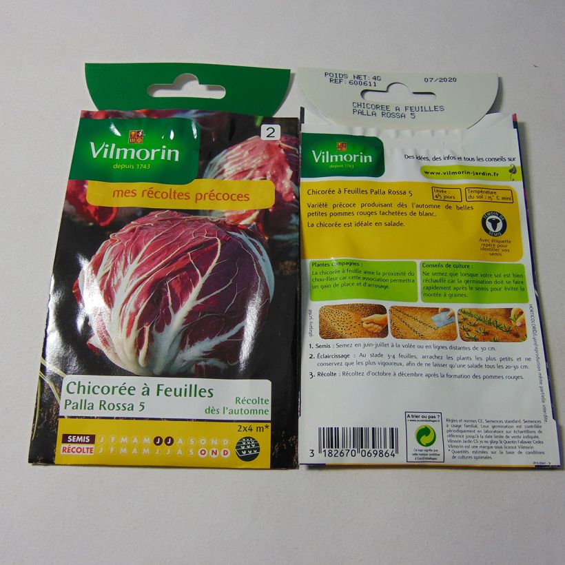 Esempio di esemplare Cicoria Palla Rossa - Vilmorin sacchetto di semi 2400 (4g) come consegnato
