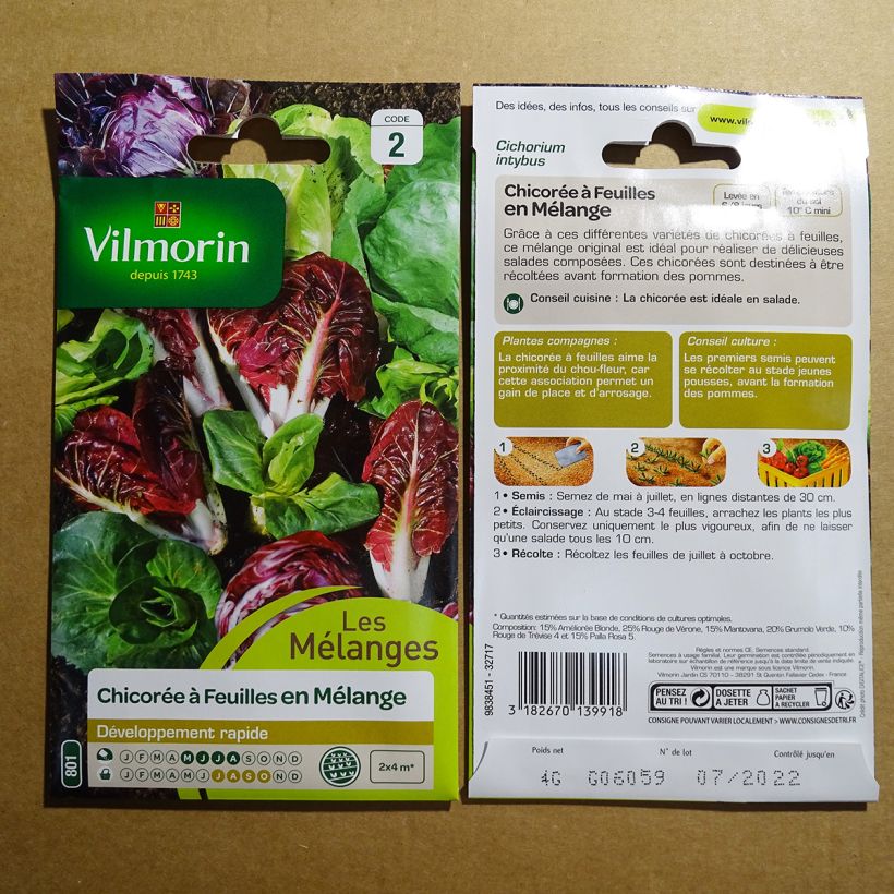 Esempio di esemplare Cicoria Mix - Vilmorin sacchetto di semi 2400 (4g) come consegnato