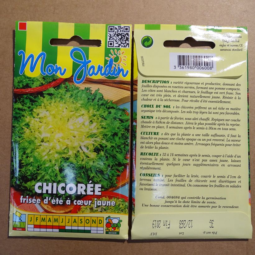 Esempio di esemplare Indivia riccia frisée d'été à Cœur Jaune sacchetto di semi 1800 (3g) come consegnato