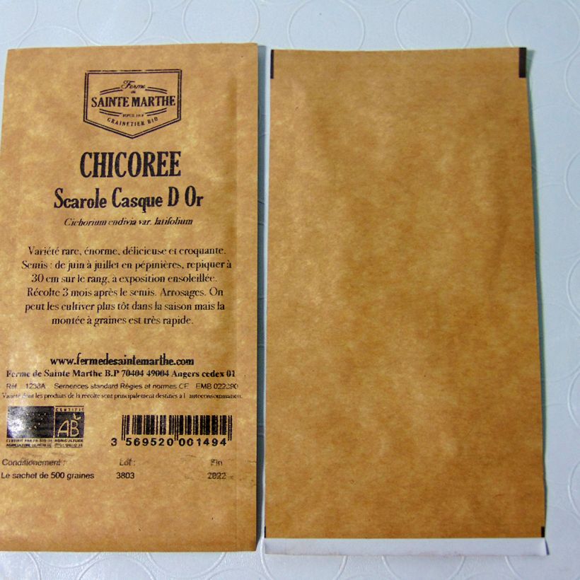 Esempio di esemplare Indivia riccia Casque d'Or sacchetto di semi 500 come consegnato
