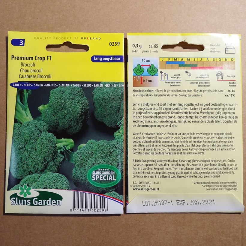 Esempio di esemplare Cavolo broccolo Premium Crop F1 sacchetto di semi 65 come consegnato
