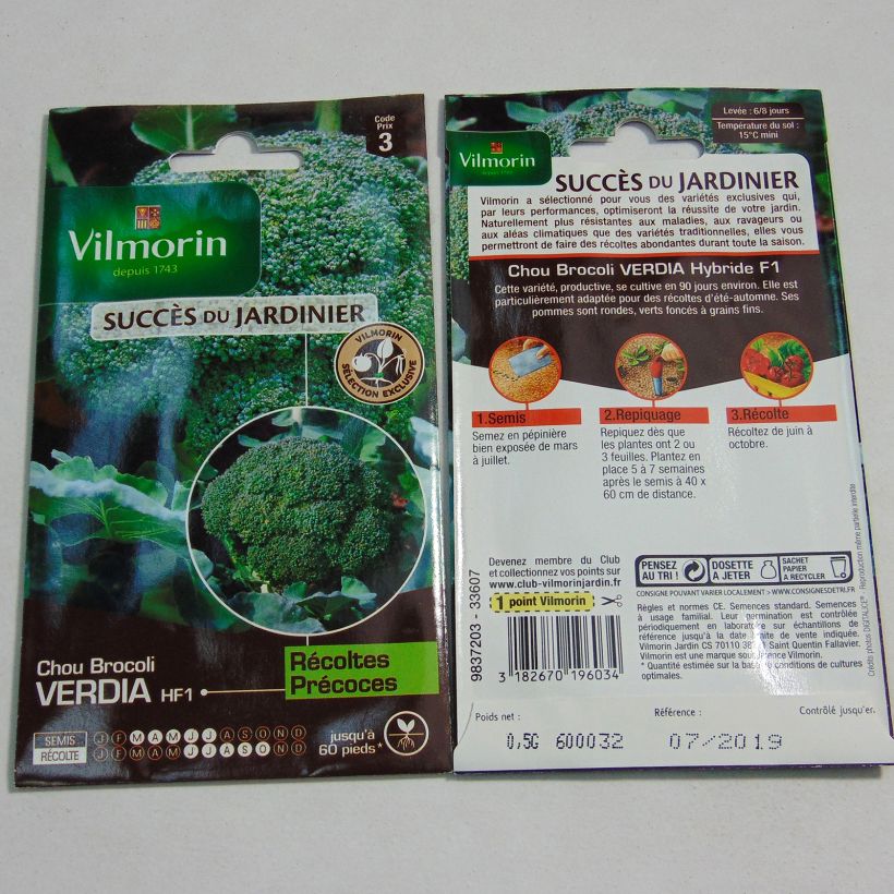 Esempio di esemplare Cavolo broccolo Verdia F1 - Vilmorin sacchetto di semi 200 (0.5g) come consegnato