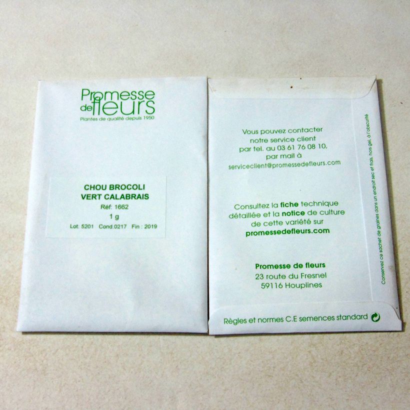 Esempio di esemplare Cavolo broccolo Vert Calabrais sacchetto di semi 200 (1g) come consegnato