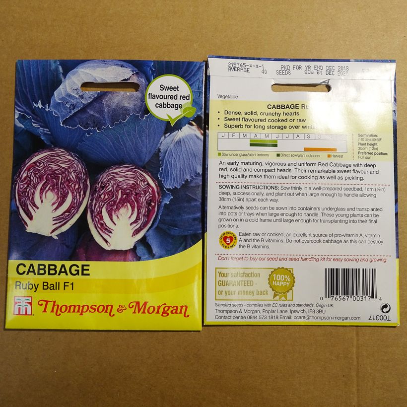 Esempio di esemplare Cavolo cappuccio Rosso Ruby Ball F1 sacchetto di semi 40 come consegnato