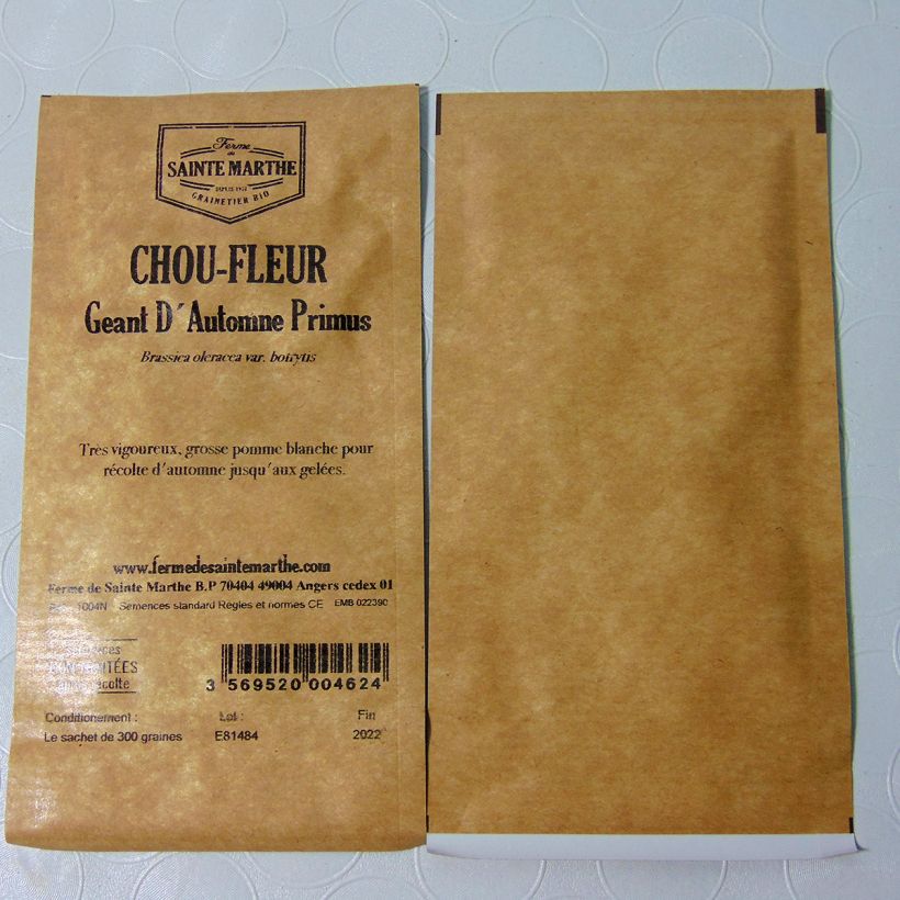 Esempio di esemplare Cavolfiore Géant d'Automne Primus sacchetto di semi 300 (1g) come consegnato