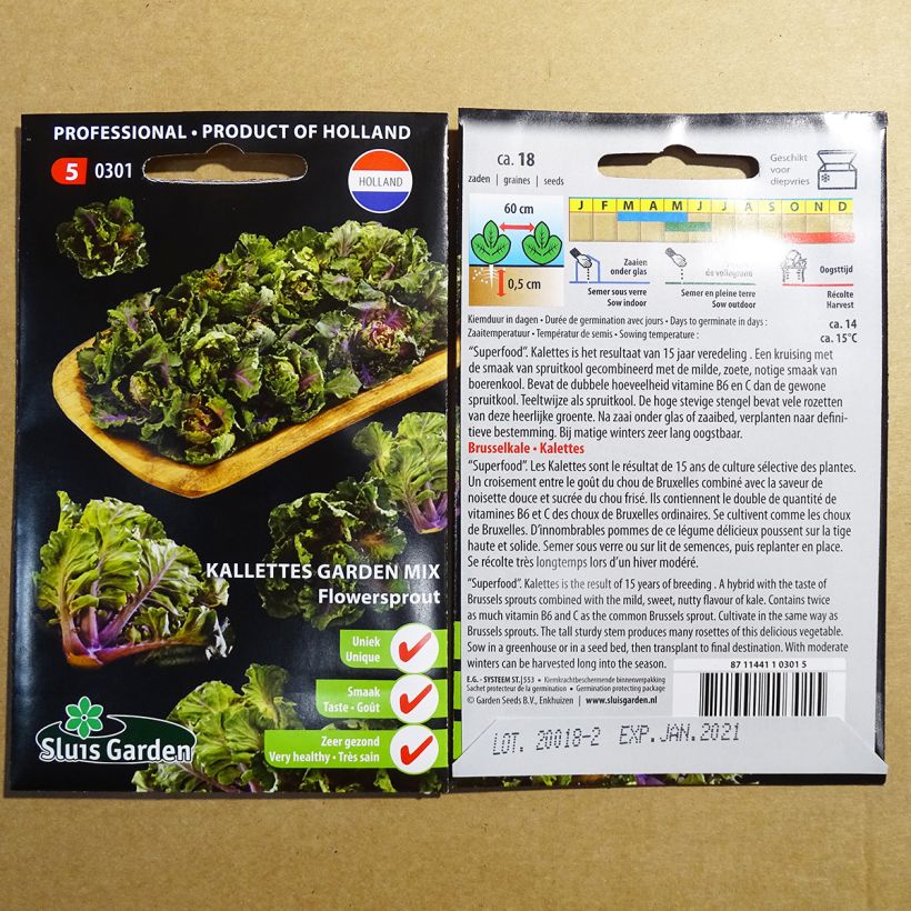 Esempio di esemplare Cavolo Kalette Flower Sprout - Kalettes Garden Mix sacchetto di semi 18 come consegnato