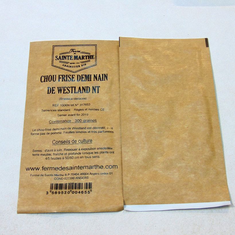 Esempio di esemplare Cavolo riccio sabellica demi-nain Westland sacchetto di semi 300 (1g) come consegnato