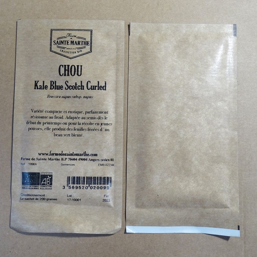 Esempio di esemplare Cavolo riccio Blue Scotch Curled sacchetto di semi 250 (1g) come consegnato