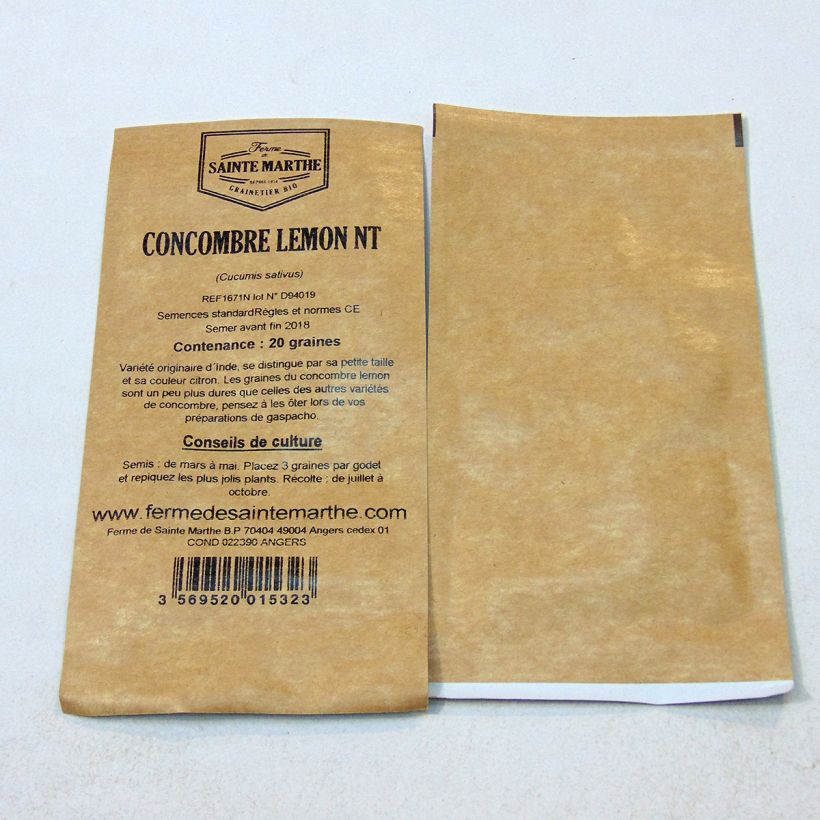 Esempio di esemplare Cetriolo Lemon NT - Ferme de Sainte Marthe sacchetto di semi 20 come consegnato