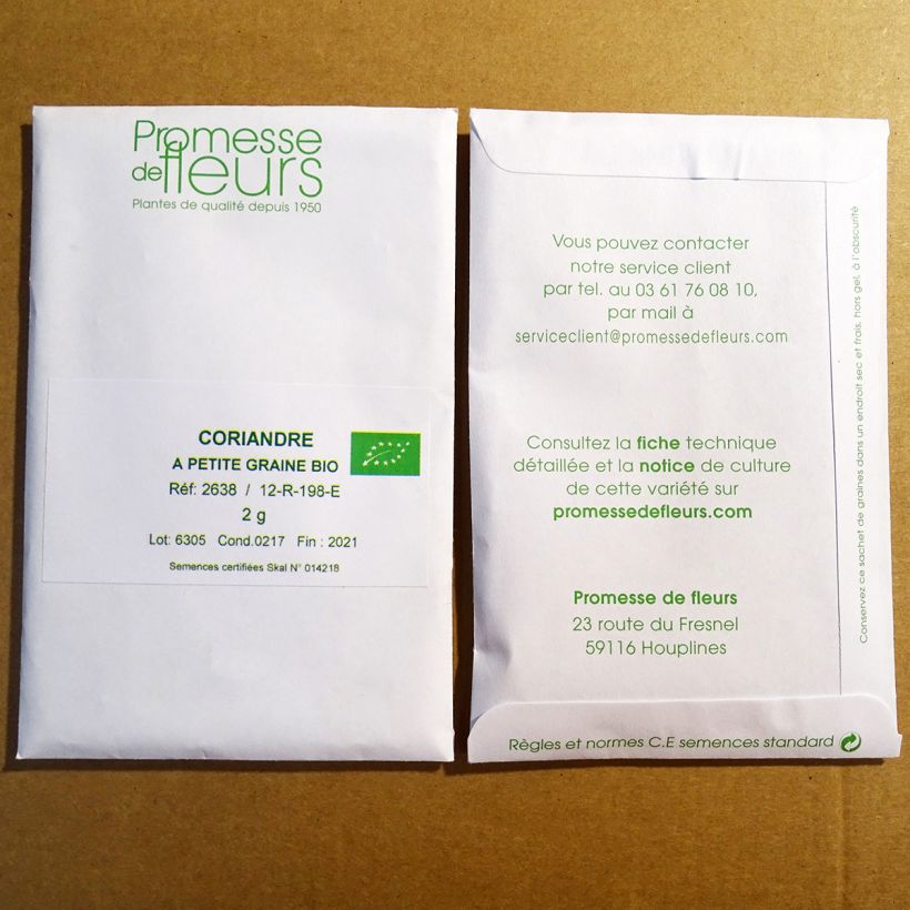 Esempio di esemplare Coriandolo Bio (semi) sacchetto di semi 120 (2g) come consegnato