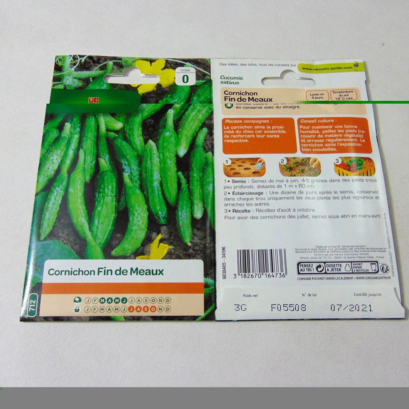 Esempio di esemplare Cetriolino per sottaceto Fine di Meaux - Vilmorin sacchetto di semi 105 (3g) come consegnato