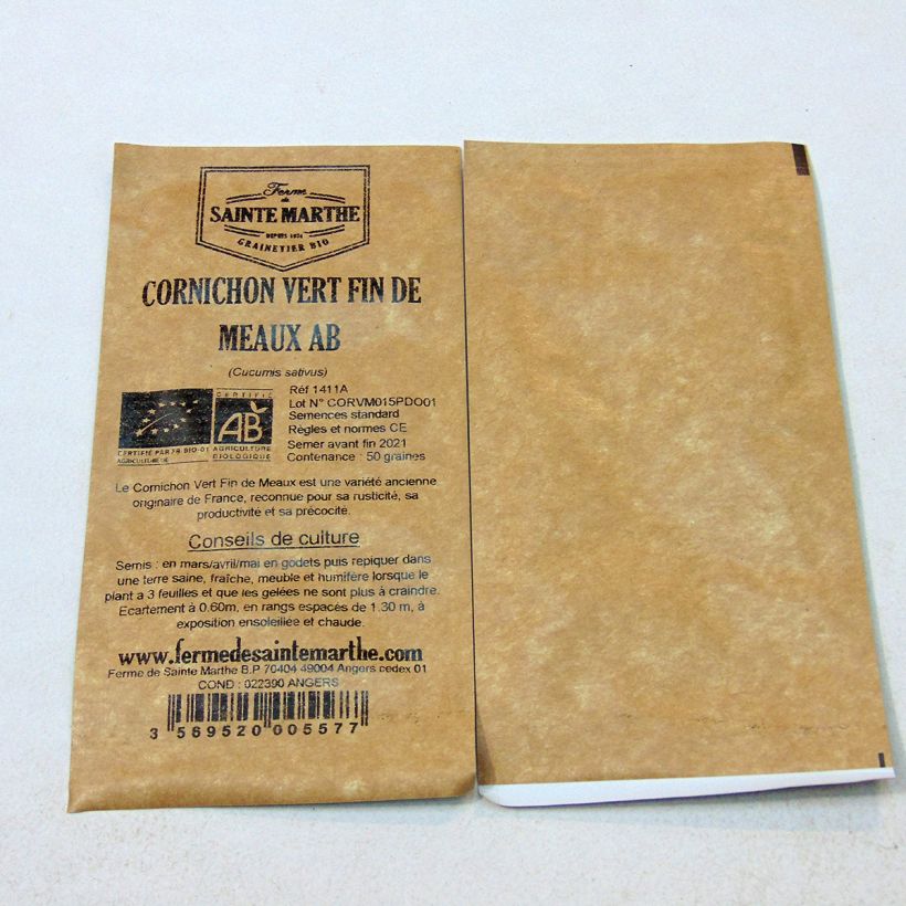 Esempio di esemplare Cetriolino per sottaceto Fine di Meaux Bio - Ferme de Sainte Marthe sacchetto di semi 50 (1g) come consegnato