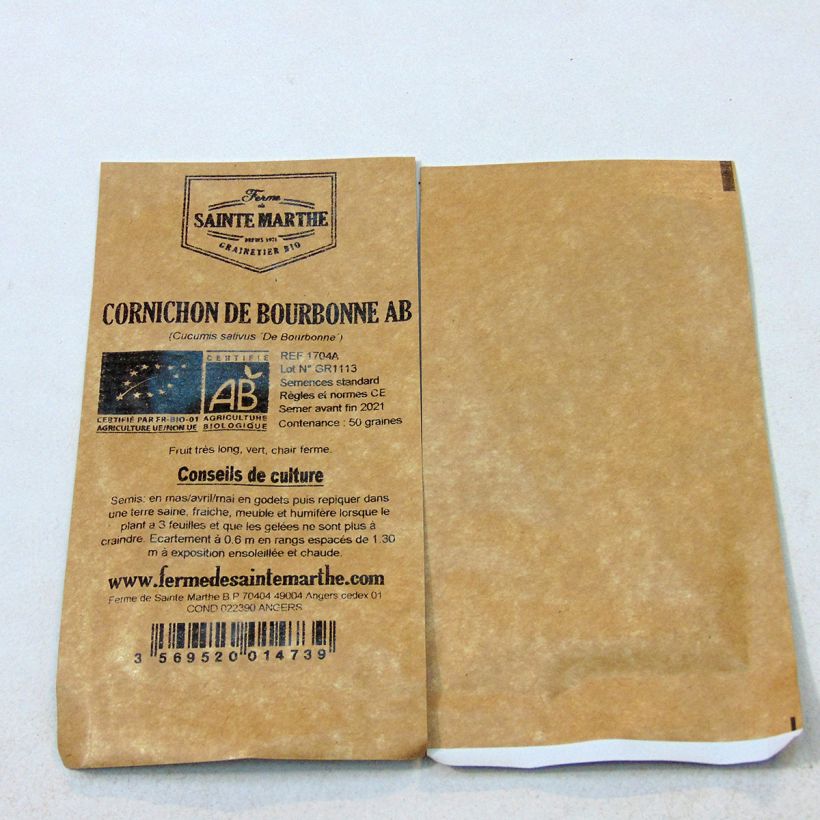 Esempio di esemplare Cetriolino per sottaceto de Bourbonne sacchetto di semi 50 (1g) come consegnato
