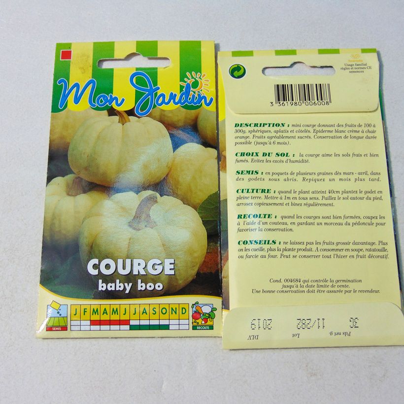 Esempio di esemplare Zucchino Baby Boo sacchetto di semi 20 (2g) come consegnato