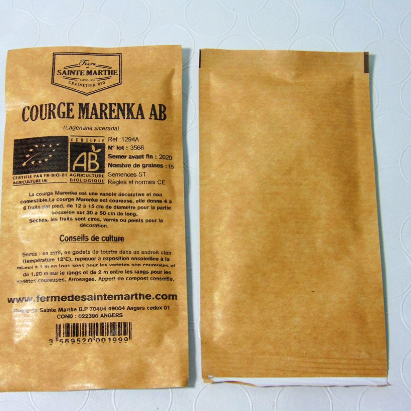 Esempio di esemplare Zucca bottiglia Marenka Bio - Ferme de Sainte Marthe sacchetto di semi 15 (2g) come consegnato