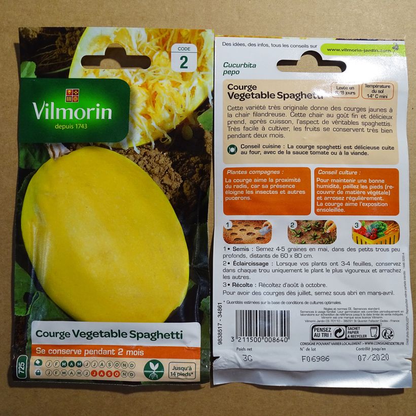 Esempio di esemplare Zucchino Spaghetti sacchetto di semi 15 (3g) come consegnato